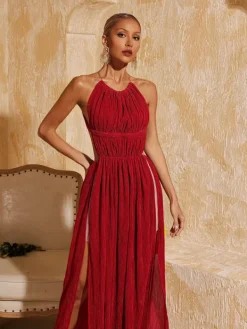 Dresses|Maxi Dresses*Mew Mews Fashion Tahlia Backless Glitter Ruched Maxi Dress