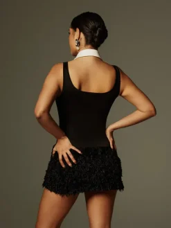 Dresses|Mini Dresses*Mew Mews Fashion Tatami Sleeveless Fur Trimmed Mini Dress