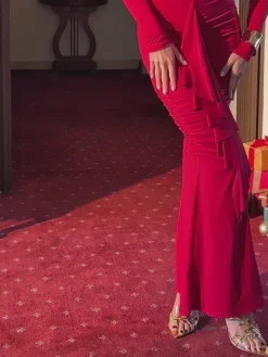 Dresses|Maxi Dresses*Mew Mews Fashion Tatyanah Long Sleeve Ruched Maxi Dress