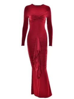 Dresses|Maxi Dresses*Mew Mews Fashion Tatyanah Long Sleeve Ruched Maxi Dress