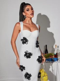 Maxi Dresses|Dresses*Mew Mews Fashion Teadoir Flower Crystal Bandage Mini Dress