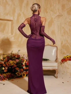 Dresses|Maxi Dresses*Mew Mews Fashion Tenley Halterneck Lace Maxi Dress With Gloves