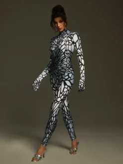 Jumpsuits & Romper|Embellishment*Embellishment Tevaughn Long Sleeve Animal Printed Jumpsuit