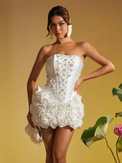 Sets & Co-ords*Mew Mews Fashion Thaddai Flower Pearl Crystal Skirt Set