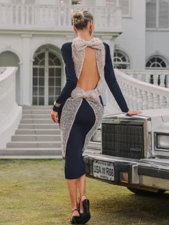Dresses|Midi Dresses*Bandage Thalyss Backless Pearl Midi Dress