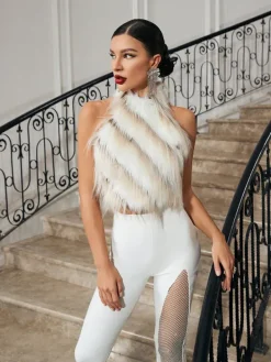 Tops*Mew Mews Fashion Thara Backless Faux Fur Top