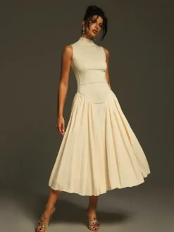 Dresses|Midi Dresses*Mew Mews Fashion Thota Sleeveless Ruced Midi Dress