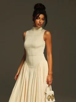 Dresses|Midi Dresses*Mew Mews Fashion Thota Sleeveless Ruced Midi Dress