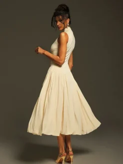 Dresses|Midi Dresses*Mew Mews Fashion Thota Sleeveless Ruced Midi Dress