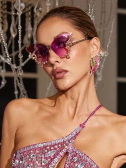 Glasses*Mew Mews Fashion Tierney Butterfly Crystal Sunglasses