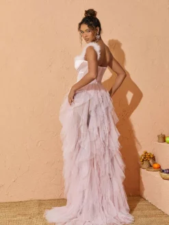 Dresses*Mew Mews Fashion Titania One Shoulder Tulle Maxi Dress In Blush