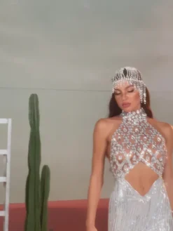 Embellishment|Dresses*Embellishment Tobin Sequin Fringe Metallic Dress In Silver