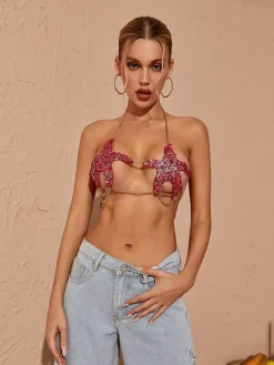 Swimwear|Tops*Mew Mews Fashion O/S Tosca Starfish Metal Chain Top In Red