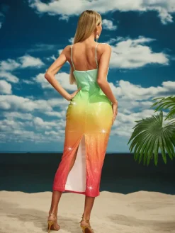 Dresses|Midi Dresses*Mew Mews Fashion Tova Starfish Sequin Midi Dress In Rainbow
