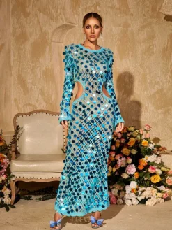 Dresses|Maxi Dresses*Mew Mews Fashion Tyxaris Cutout Sequin Knitted Maxi Dress