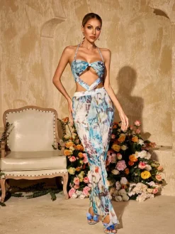 Dresses|Maxi Dresses*Mew Mews Fashion Ulyxar Halterneck Floral Maxi Dress