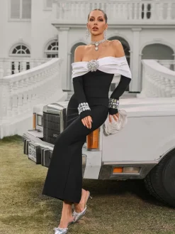 Dresses|Maxi Dresses*Bandage Uvandra Off Shoulder Crystal Maxi Dress