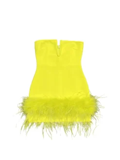 Dresses|Mini Dresses*Bandage Veer Strapless Feather Dress In Yellow