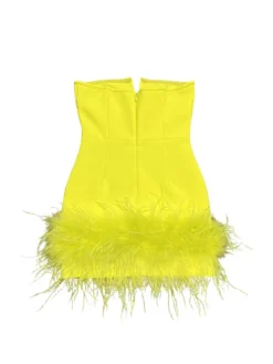 Dresses|Mini Dresses*Bandage Veer Strapless Feather Dress In Yellow