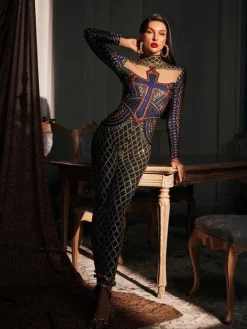 Jumpsuits & Romper|Embellishment*Embellishment Venetia Printed Rhinestone Jumpsuit