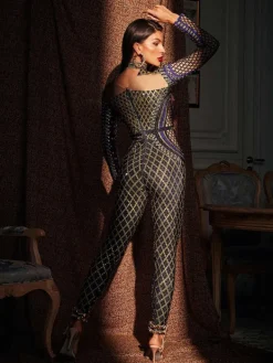 Jumpsuits & Romper|Embellishment*Embellishment Venetia Printed Rhinestone Jumpsuit