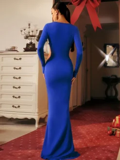Dresses|Maxi Dresses*Mew Mews Fashion Vernon Long Sleeve Cutout Maxi Dress In Blue