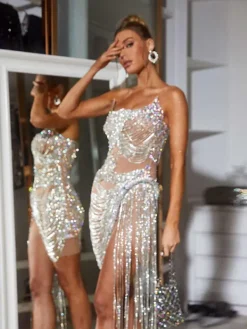 Embellishment|Dresses*Embellishment Verona Embellished Diamond Chain Dress