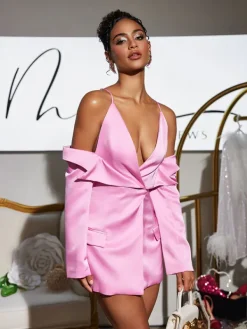 Coats & Jackets|Blazers*Mew Mews Fashion Vila Plunge Draped Satin Blazer