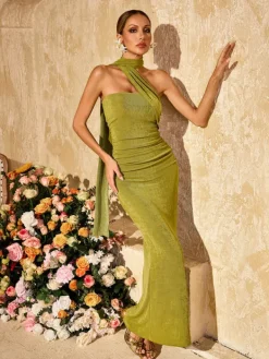 Dresses|Maxi Dresses*Mew Mews Fashion Vyxaris Strapless Ruched Draped Maxi Dress
