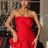 Bags*Mew Mews Fashion Wells Red Flower Satin Clutch