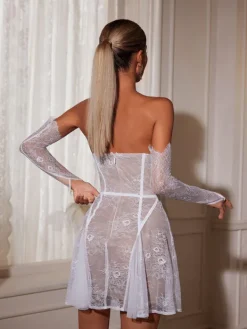 Embellishment|Dresses*Lu Yili Wilma Strapless Corset Lace Mini Dress With Gloves