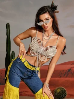 Tops*Mew Mews Fashion O/S Wompa Butterfly Crystal Bralette