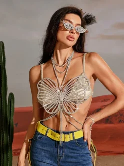 Tops*Mew Mews Fashion O/S Wompa Butterfly Crystal Bralette