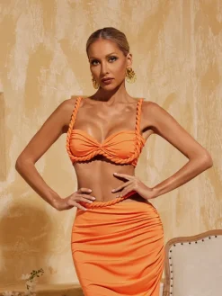 Sets & Co-ords*Mew Mews Fashion Xinia Spaghetti Ruched Skirt Set In Orange