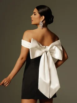 Dresses|Mini Dresses*Mew Mews Fashion Xylia Off Shoulder Bow Mini Dress