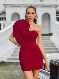 Dresses|Mini Dresses*Mew Mews Fashion Xyphira One Shoulder Heart Mini Dress
