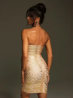 Dresses|Mini Dresses*Bandage Yailin Rhinestone Printed Mini Dress