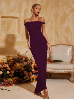 Dresses|Maxi Dresses*Mew Mews Fashion Yasir Backless Ruched Maxi Dress In Purple
