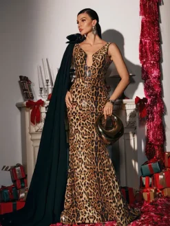 Dresses|Maxi Dresses*Mew Mews Fashion Yenphan Leopard Sequin Maxi Dress
