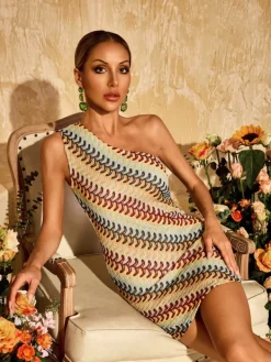 Dresses|Mini Dresses*Mew Mews Fashion Yvoryth One Shoulder Knitted Mini Dress