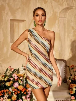 Dresses|Mini Dresses*Mew Mews Fashion Yvoryth One Shoulder Knitted Mini Dress