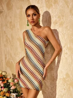 Dresses|Mini Dresses*Mew Mews Fashion Yvoryth One Shoulder Knitted Mini Dress