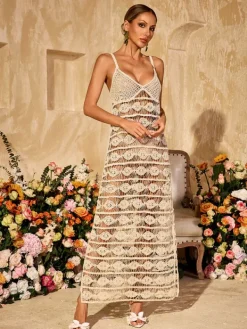 Dresses|Maxi Dresses*Mew Mews Fashion O/S Yxalira Spaghetti Cutout Knitted Maxi Dress