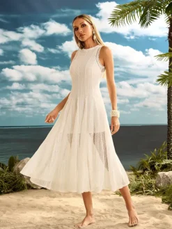 Dresses|Midi Dresses*Mew Mews Fashion Zalvryn Sleeveless Knitted Midi Dress In White