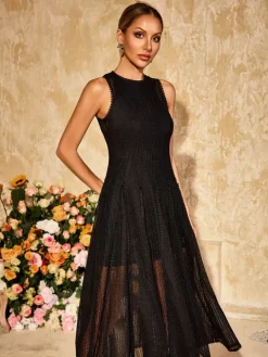 Dresses|Midi Dresses*Mew Mews Fashion Zalvryn Sleeveless Knitted Midi Dress In Black