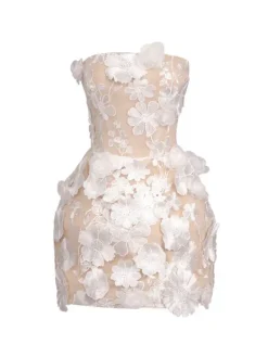 Dresses|Mini Dresses*Mew Mews Fashion Zeina Strapless Flower Embroidered Mini Dress