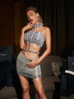 Embellishment*Embellishment Zelie Square Rhinestone Skirt