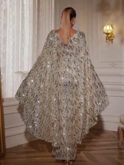 Dresses|Maxi Dresses*Mew Mews Fashion Zephyrus Draped Sleeve Sequin Maxi Dress