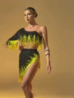 Sets & Co-ords|Embellishment*Embellishment Zone One Shoulder Fringe Skirt Set