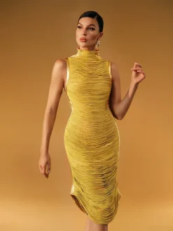 Dresses|Midi Dresses*Mew Mews Fashion Zulekha High Neck Fringe Midi Dress